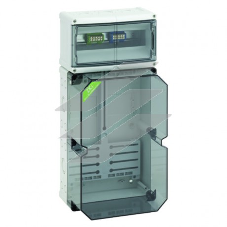 Корпус під лічильник ZKi 11 з прозорою кришкою, що стандартно пломбується, з встановленою хрестовиною для трифазних лічильників та гвинтами кріплення лічильника, з додатковим вікном на петлях, IP65, полікарбонат, Spelsberg